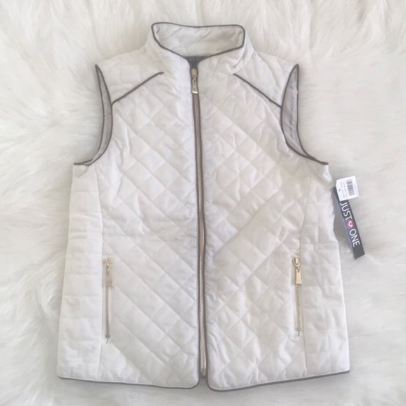 Just One Jackets & Blazers - Just One Brand Ivory Quilted Vest